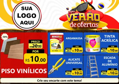 Modelo de Encarte para Encarte A4 Horizontal com o tema Super Verão de Ofertas para Material para Construção