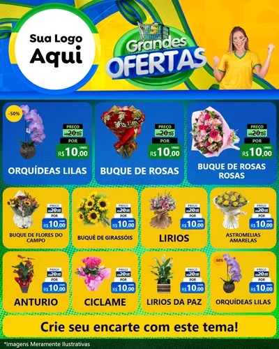 Modelo de Rede Social para Feed Instagram com o tema Grandes Ofertas para Floricultura e jardim