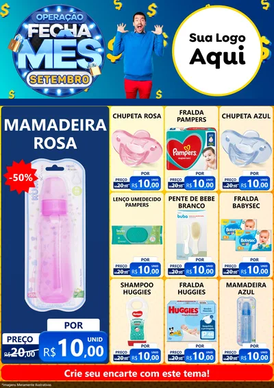 Modelo de Encarte para Encarte A4 Vertical com o tema Operação Fecha Mês Setembro para Bebês