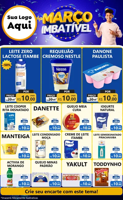 Modelo de Encarte para Encarte Grande com o tema Março Imbatível para Frios e Laticínios