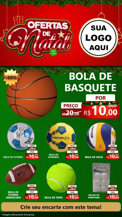 Modelo de Rede Social para Stories com o tema Ofertas de Natal para Artigos Esportivos