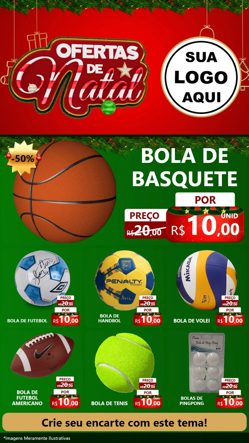 Modelo de Rede Social para Stories com o tema Ofertas de Natal para Artigos Esportivos