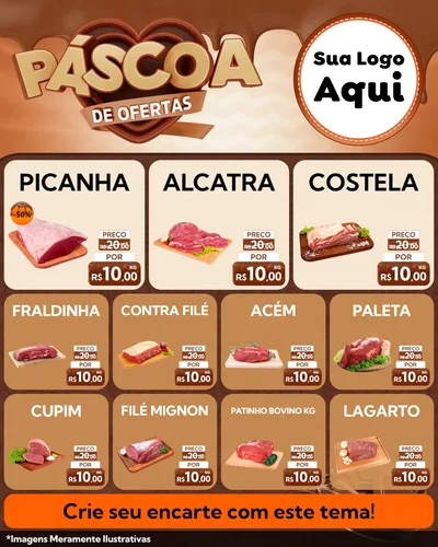 Modelo de Rede Social para Feed Instagram com o tema Páscoa de Ofertas para Açougue