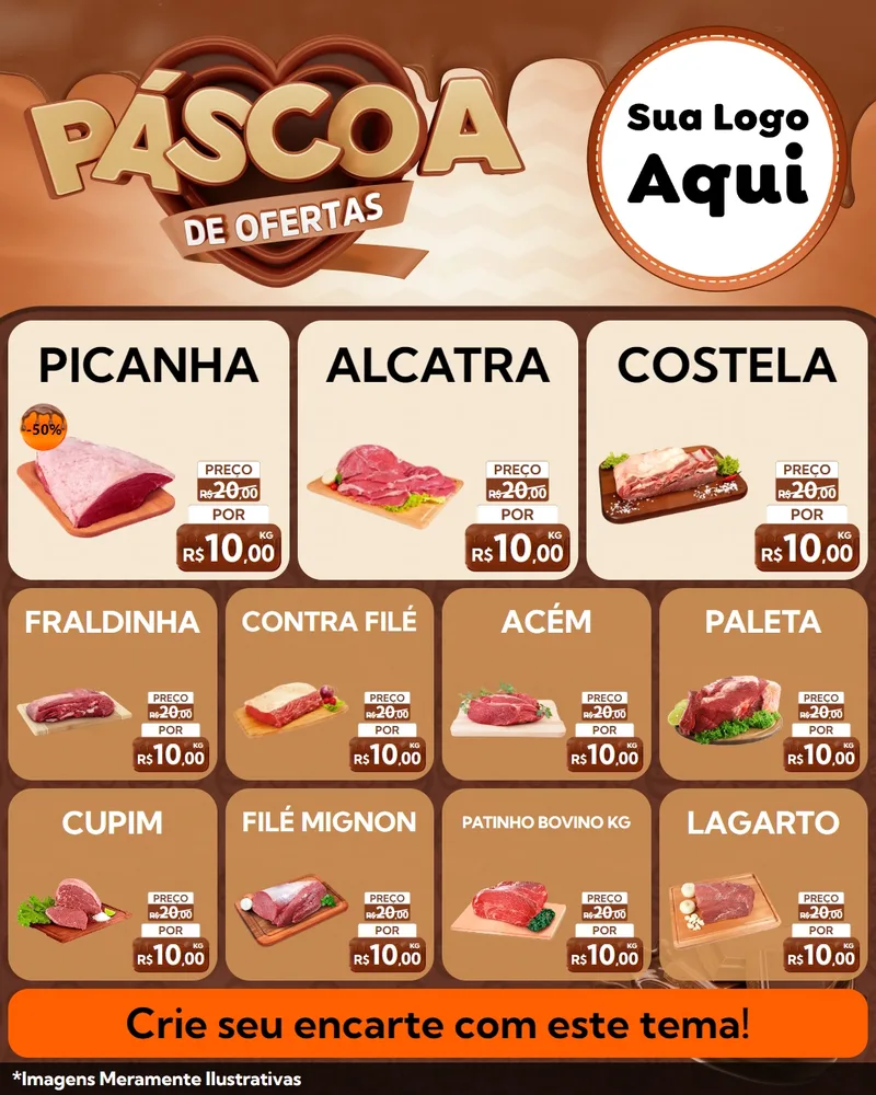 Modelo de Rede Social para Feed Instagram com o tema Páscoa de Ofertas para Açougue
