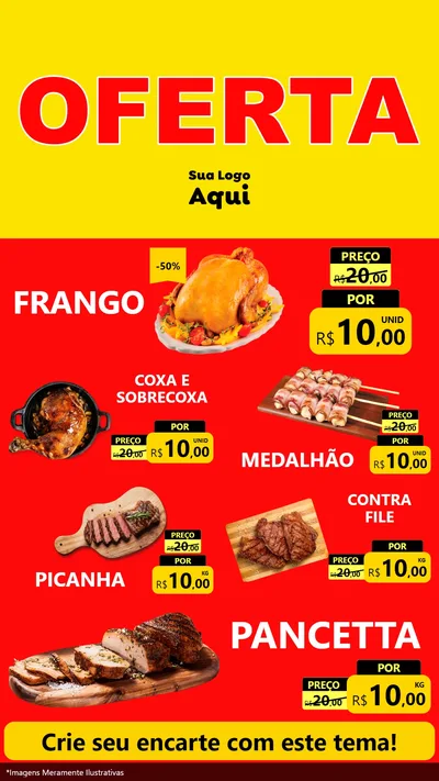 Modelo de TV para TV Vertical com o tema OFERTA - Vermelho Cartaz para Assados