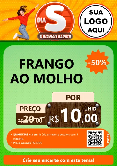 Modelo de Cartaz para Cartaz A4 Vertical com o tema Dia S - O Dia Mais Barato para Restaurante