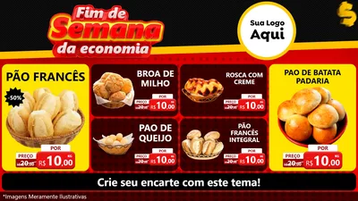 Modelo de TV para TV Horizontal com o tema Fim de Semana da Economia para Padaria