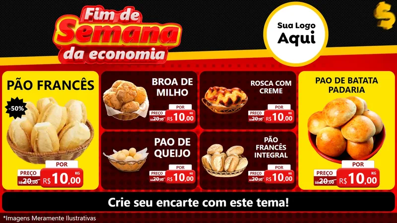 Modelo de TV para TV Horizontal com o tema Fim de Semana da Economia para Padaria