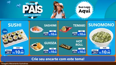 Modelo de TV para TV Horizontal com o tema Dia Dos Pais Repleto de Ofertas para Comida japonesa