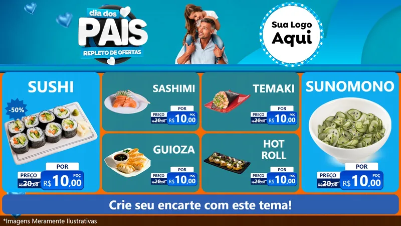 Modelo de TV para TV Horizontal com o tema Dia Dos Pais Repleto de Ofertas para Comida japonesa