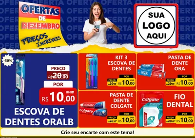 Modelo de Encarte para Encarte A4 Horizontal com o tema Ofertas de Dezembro - Preços Incríveis para Higiene Pessoal