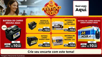 Modelo de TV para TV Horizontal com o tema Ofertaço Do Dia para Baterias Elétricas