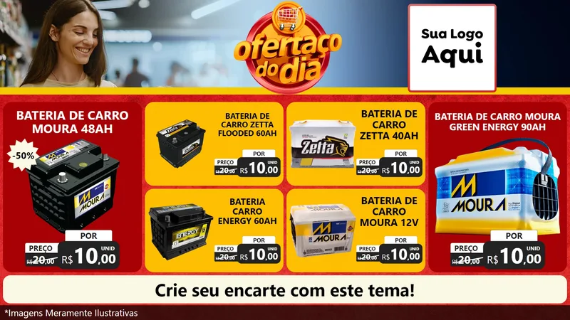 Modelo de TV para TV Horizontal com o tema Ofertaço Do Dia para Baterias Elétricas