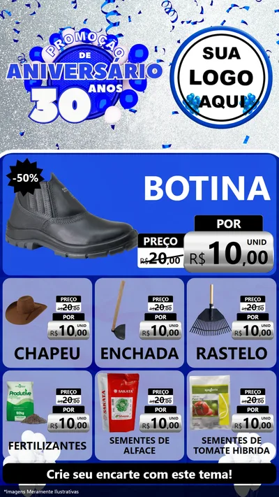 Modelo de Rede Social para Stories com o tema Promoção de Aniversário - 30 Anos para Agropecuária