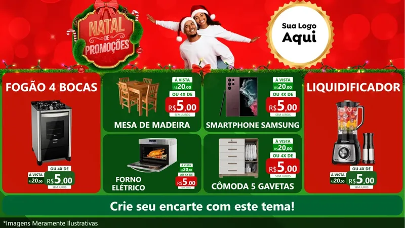 Modelo de TV para TV Horizontal com o tema Natal de Promoções para Móveis e Eletro