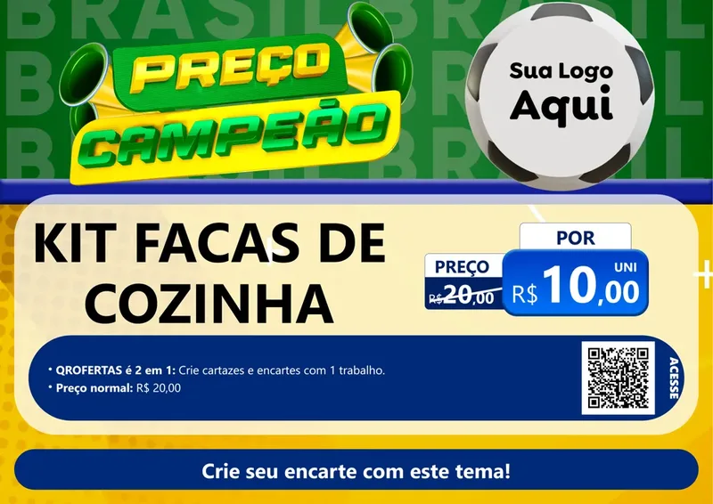 Modelo de Cartaz para Cartaz A4 Horizontal com o tema Preço Campeão - Copa para Utilidades Domésticas