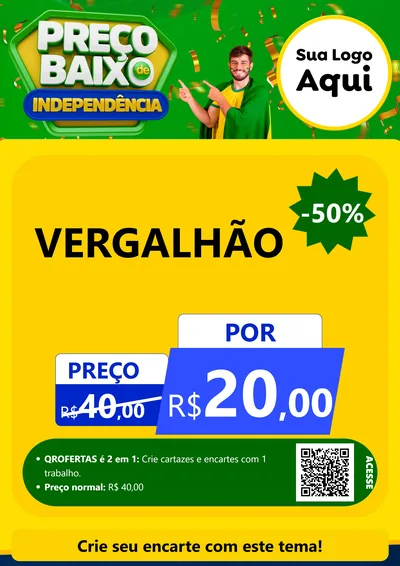 Modelo de Cartaz para Cartaz A4 Vertical com o tema Preço Baixo de Independência para Ferragens
