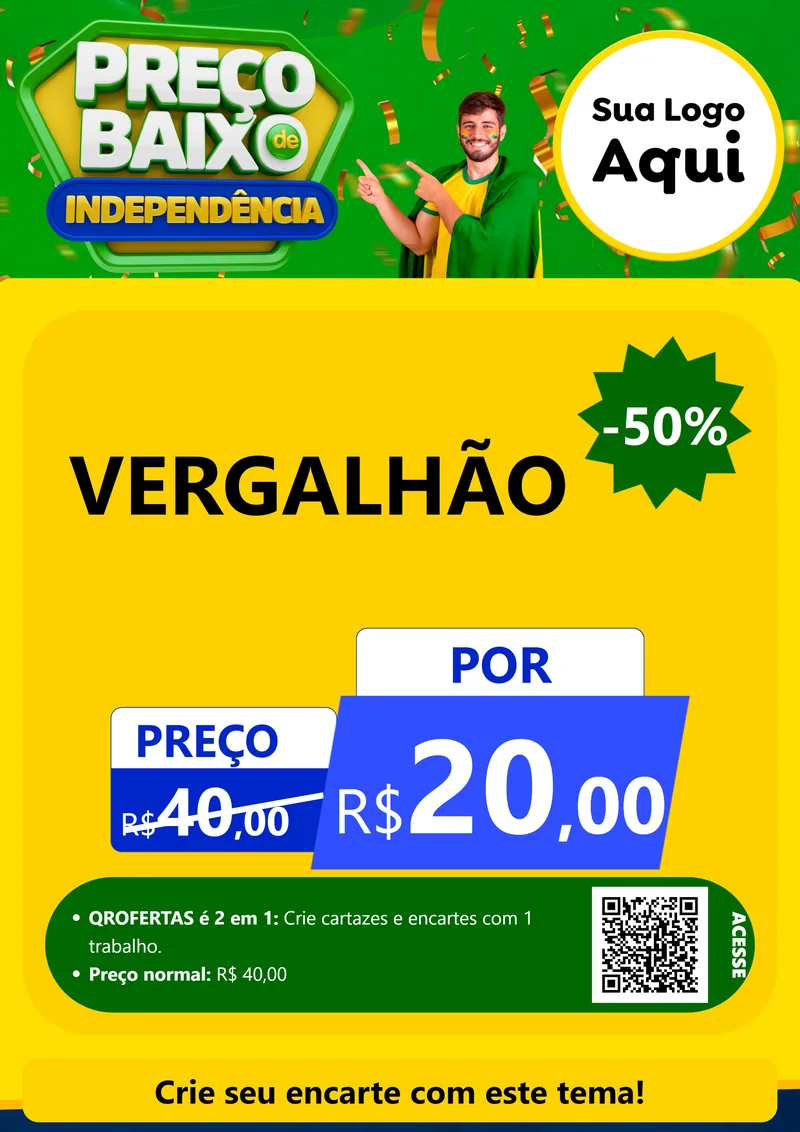 Modelo de Cartaz para Cartaz A4 Vertical com o tema Preço Baixo de Independência para Ferragens
