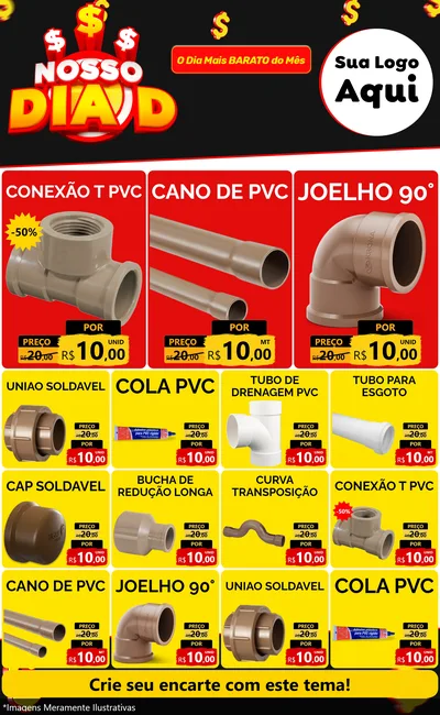 Modelo de Encarte para Encarte Grande com o tema Nosso Dia D para Tubos e conexões