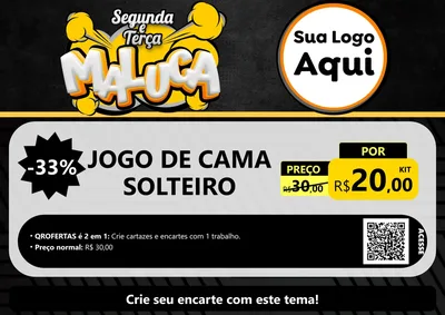 Modelo de Cartaz para Cartaz A4 Horizontal com o tema Segunda e Terça Maluca para Cama, Mesa e Banho