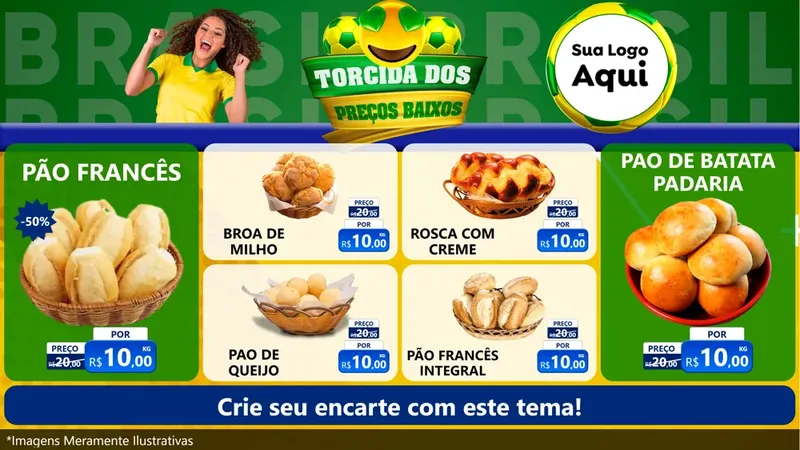 Modelo de TV para TV Horizontal com o tema Torcida dos Preços Baixos - Copa para Padaria