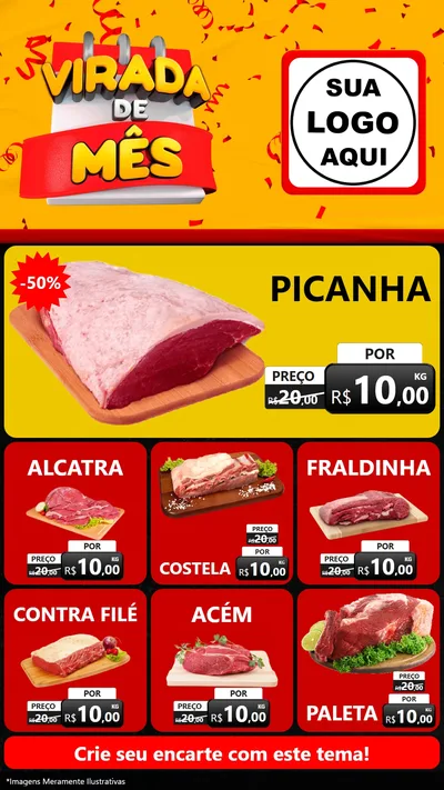 Modelo de Rede Social para Stories com o tema Virada de Mês para Açougue
