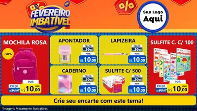 Modelo de TV para TV Horizontal com o tema Fevereiro Imbatível para Papelaria