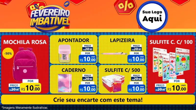 Modelo de TV para TV Horizontal com o tema Fevereiro Imbatível para Papelaria