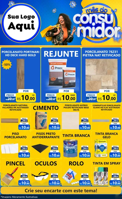 Modelo de Encarte para Encarte Grande com o tema Mês do Consumidor para Pisos e revestimentos