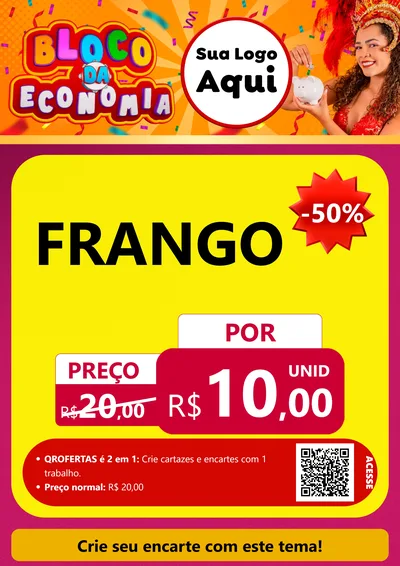 Modelo de Cartaz para Cartaz A4 Vertical com o tema Bloco da Economia para Assados