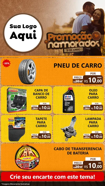 Modelo de TV para TV Vertical com o tema Promoção Namorados para Auto peças