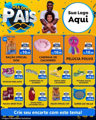 Modelo de Rede Social para Feed Instagram com o tema Dia dos Pais para Pet Shop