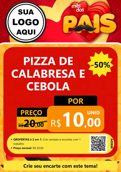 Modelo de Cartaz para Cartaz A4 Vertical com o tema Mês Dos Pais para Pizzaria