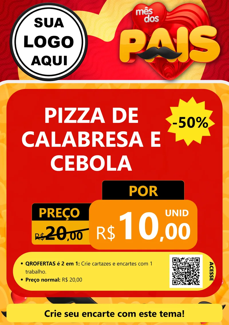 Modelo de Cartaz para Cartaz A4 Vertical com o tema Mês Dos Pais para Pizzaria