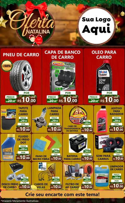 Modelo de Encarte para Encarte Grande com o tema Ofertas Natalina para Auto peças