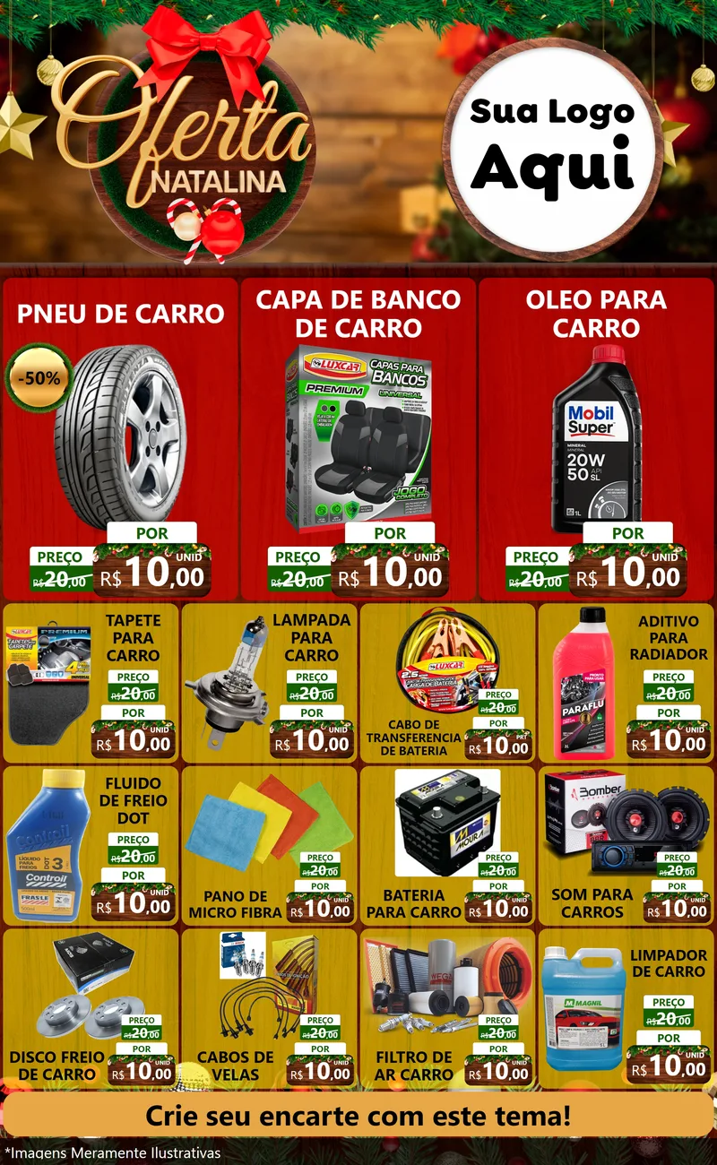 Modelo de Encarte para Encarte Grande com o tema Ofertas Natalina para Auto peças