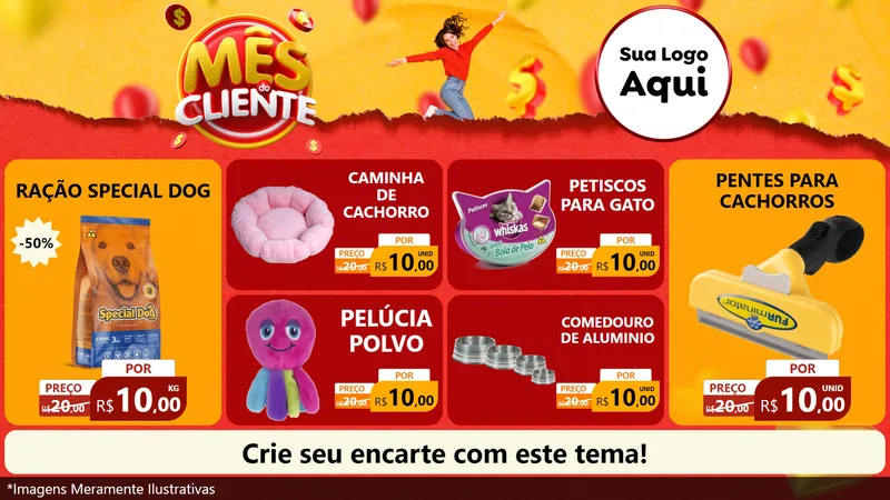 Modelo de TV para TV Horizontal com o tema Mês do Cliente para Pet Shop