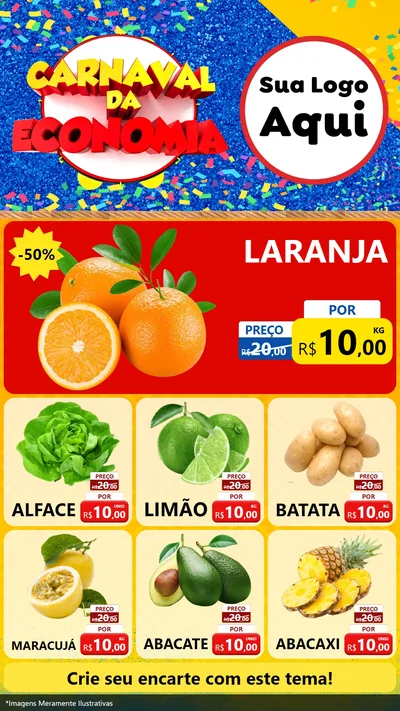 Modelo de Rede Social para Stories com o tema Carnaval da Economia para Hortifrúti