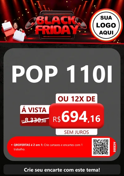 Modelo de Cartaz para Cartaz A4 Vertical com o tema Black Friday para Concessionaria de Motos