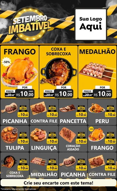 Modelo de Encarte para Encarte Grande com o tema Setembro Imbatível para Assados