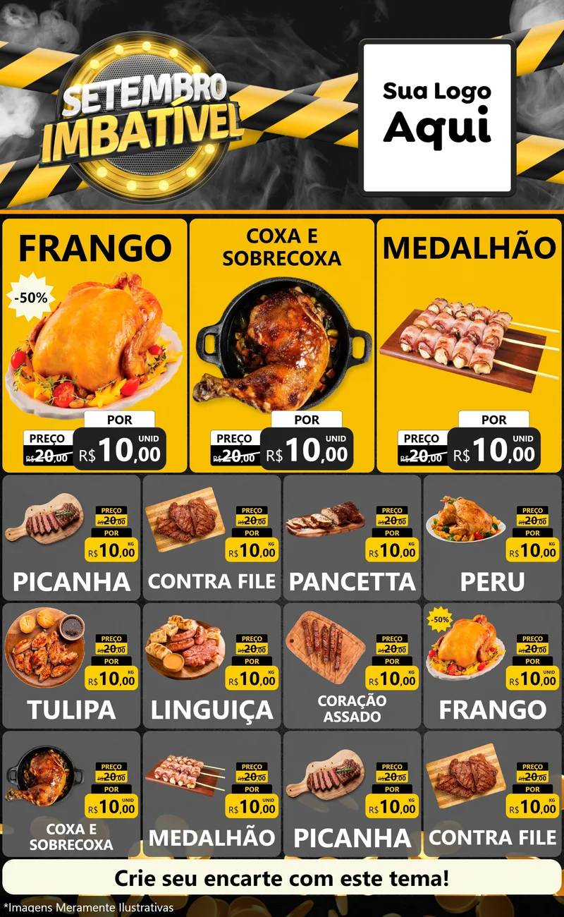 Modelo de Encarte para Encarte Grande com o tema Setembro Imbatível para Assados