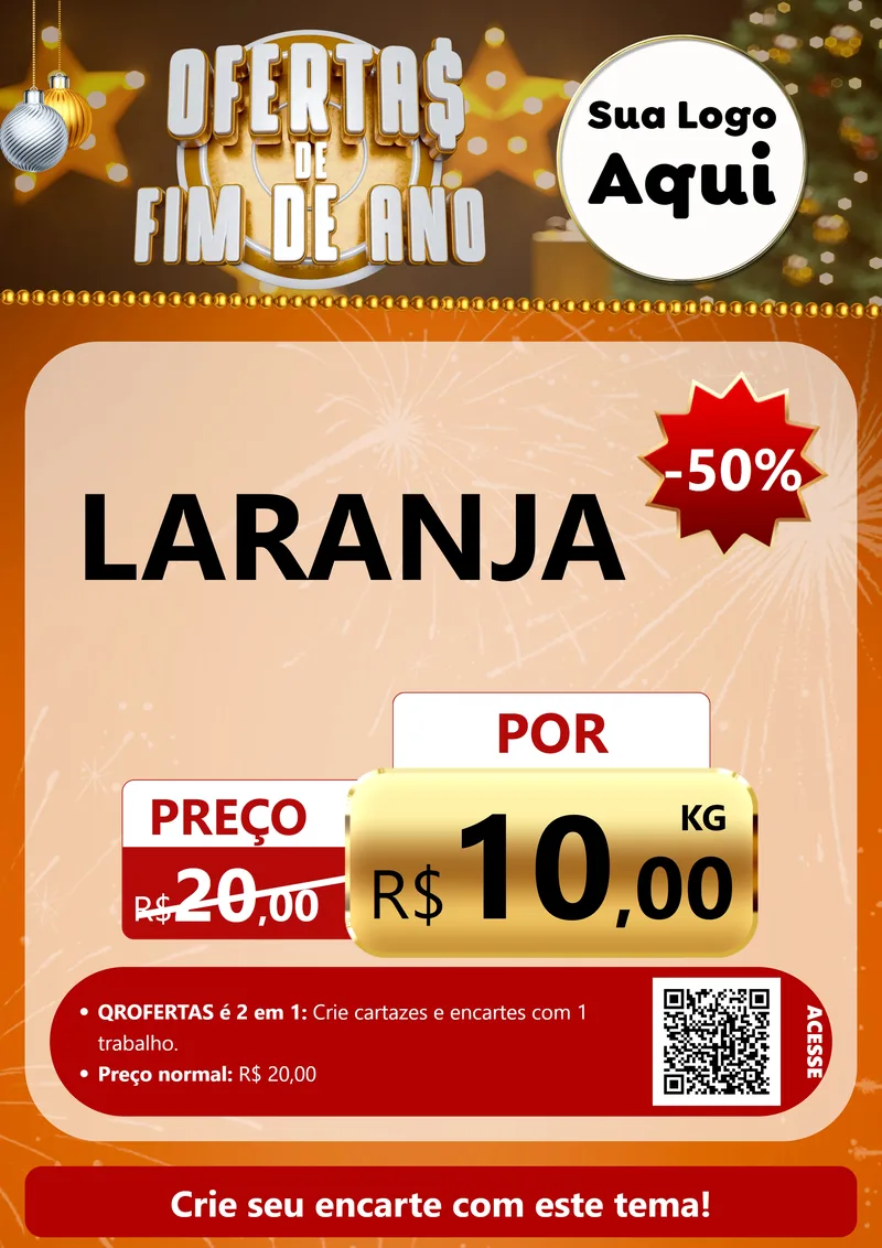 Modelo de Cartaz para Cartaz A4 Vertical com o tema Ofertas de Fim de Ano para Hortifrúti
