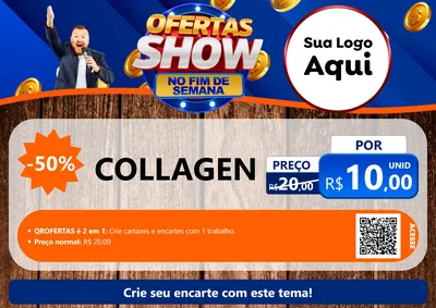 Modelo de Cartaz para Cartaz A4 Horizontal com o tema Ofertas Show No Fim De Semana para Suplementos alimentares