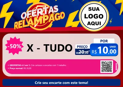 Modelo de Cartaz para Cartaz A4 Horizontal com o tema Ofertas Relâmpago para Hamburgueria