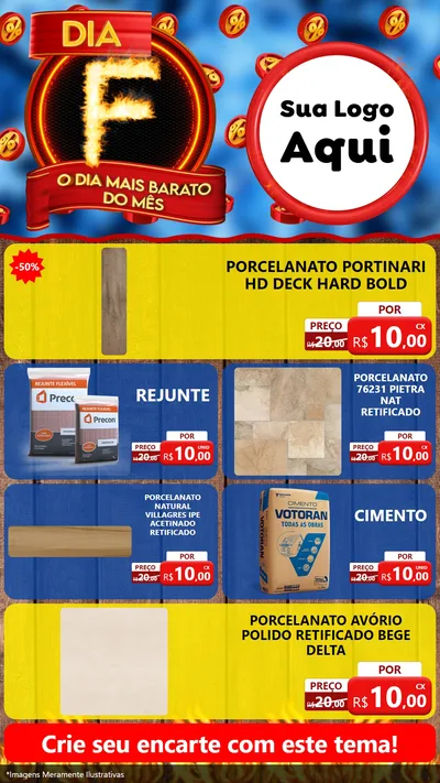Modelo de TV para TV Vertical com o tema Dia F - O Dia Mais Barato Do Mês para Pisos e revestimentos