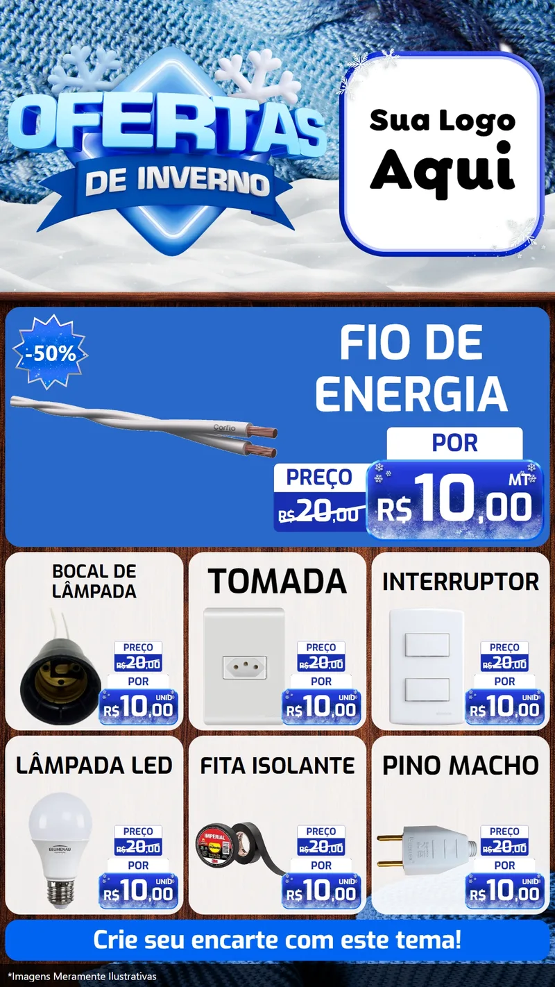 Modelo de Rede Social para Stories com o tema Ofertas de Inverno para Materiais Elétricos