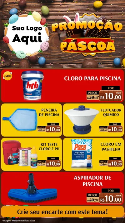 Modelo de TV para TV Vertical com o tema Promoção Páscoa para Produtos para Piscina