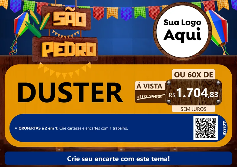 Modelo de Cartaz para Cartaz A4 Horizontal com o tema São Pedro para Concessionaria de Carros