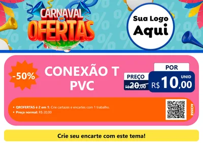Modelo de Cartaz para Cartaz A4 Horizontal com o tema Carnaval de Ofertas para Tubos e conexões