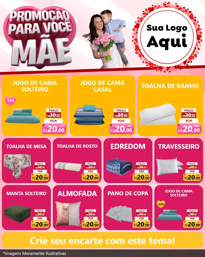 Modelo de Rede Social para Feed Instagram com o tema Promoção Para Você Mãe para Cama, Mesa e Banho